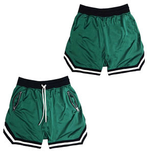 Short pour homme en maille de polyester 100% personnalisé avec poche zippée et cordon de serrage Streetwear vintage Broderie d'athlétisme d'été - Product Image 6