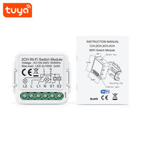 Module d'interrupteur intelligent WiFi Tuya 2 canaux certifié CE FCC RoHS, 2x5A, contrôle vocal Alexa Google pour lumières et appareils électroménagers PST-S02