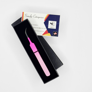 Pinzas de acero inoxidable con recubrimiento en polvo de dos tonos Empuñadura de diamante con punta plateada curvada fuerte Logotipo personalizable - Product Image 5