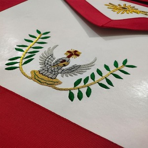 Tablier en cuir de Régalia du Rite Écossais Maçonnique pour les Grands Grades, avec dentelle brodée, ceinture réglable en Rexene et poche arrière - Product Image 2