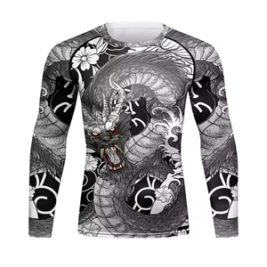 T-shirts de compression élastiques unisexes MMA Rashguard Lifting Silk Arts martiaux Wear Boxing OEM Service Washed Techniques - Product Image 1