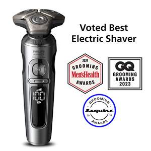 Rasoir électrique triple lame humide/sec avec tondeuse, boîtier de nettoyage et pochette, rasoir rotatif sans fil pour le visage, étanche IPX7, lavable - Product Image 2