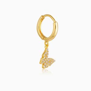 Golden Fluttering Butterfly <b>Fine</b> Stud <b>Earrings</b> - Product Image 3