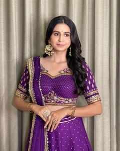 Tela de satén Malay para mujer, tejido bordado para fiesta, Choli, Lehenga Choli, India y pakistaní, color púrpura - Product Image 3