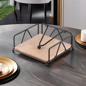 High Quality Wooden and Iron Napkin Holder for Table and Kitchen Dining Tissue Holder for table decoration - Product Image 5