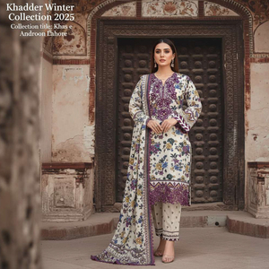 Conjunto de Salwar Kameez Masoori Khaddar de 3 Piezas para Mujer, Corte Regular, Moderno, Colección de Alta Calidad, Otoño Invierno 2025, Secado Rápido - Product Image 2