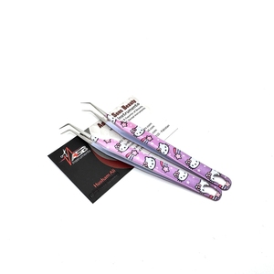 Pinzas de pestañas con diseño de Hello Kitty con revestimiento personalizado Logotipo privado Pinzas de volumen de 90 grados y rectas de acero inoxidable sostenible - Product Image 4