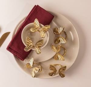 Porte-serviettes papillon doré pour décoration de table Accessoires en métal Porte-serviettes élégant pour mariage, banquet et anniversaire - Product Image 2