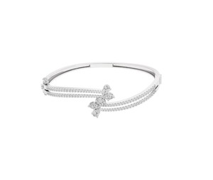 IGI Certified Lab Grown Round / Marquise & Pear Diamond Butterfly Designer Bangle <b>Bracelet</b> in <b>Solid</b> 925 Sterling <b>Silver</b> - Product Image 1