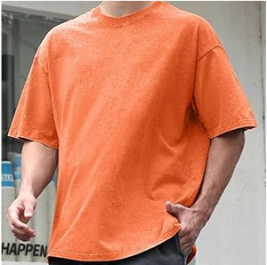 T-shirt décontracté pour homme en coton 100% délavé à l'acide, coupe régulière confortable, doux, respirant, manches courtes, col rond - Product Image 3