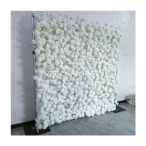 DKB ดอกไม้ประดิษฐ์ขายร้อนสีขาว Rose 5d งานแต่งงาน Babyshower ดอกไม้ผนัง 8x8ft สําหรับงานแต่งงานตกแต่ง - Product Image 3