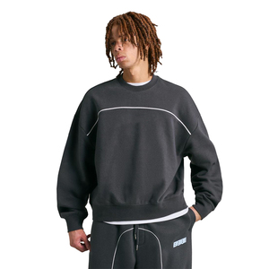 Conjunto de sudadera y Jogger informal para hombre 2025 con costuras en contraste, ropa atlética suave y cómoda, elegante chándal de dos piezas - Product Image 2