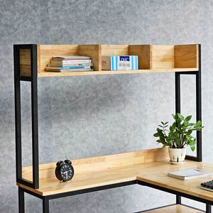 CD68030 Rubber Wood L-Shaped Corner <b>Desk</b> with Integrated Bookshelf CPU <b>Shelf</b> 160x120x150cm for Hotel Home Office Living Room - Product Image 3
