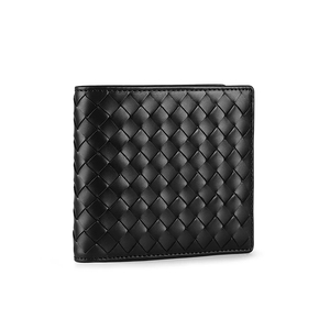 Men's Genuine Leather <b>Wallet</b> Short Folded RFID Protection Geometric Pattern Black Minimalist Style Daily Use - Product Image 2