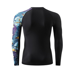 เสื้อรัดกล้ามเนื้อคุณภาพสูงสำหรับกีฬา MMA สีพื้น ผ้าสแปนเด็กซ์/โพลีเอสเตอร์ ระบายอากาศได้ดี แห้งเร็ว แขนยาว - Product Image 2