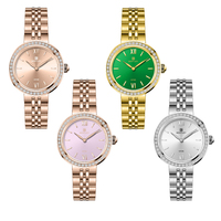 LADY LUXE Montre analogique classique élégante pour femme en or rose, bracelet en acier inoxydable, verre saphir, mouvement Miyota, 28 mm, 3 ATM