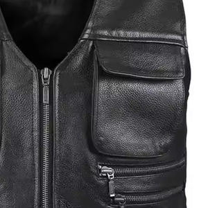 Chaleco de invierno de cuero transpirable de estilo personalizado de alta calidad para hombre para montar en moto Chaleco de motocicleta al aire libre de moda - Product Image 5