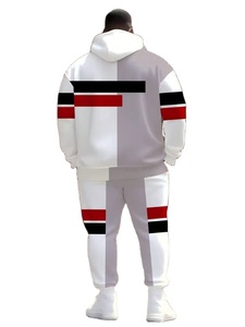 Conjunto Deportivo Oversize con Diseño de Puños Elásticos, Sudadera con Capucha en Blanco y Gris, Pantalones Jogger, Conjunto de Dos Piezas - Product Image 2