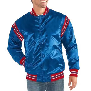 OEM venta al por mayor de alta calidad de los hombres de satén liso Varsity béisbol bombardero sólido frontal chaqueta del equipo deportivo chaqueta para el invierno - Product Image 1