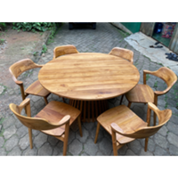 Ensemble de salle à manger de restaurant de cuisine minimaliste ensemble de tables rondes et de 6 chaises ensemble de salle à manger haut en bois naturel pour la maison