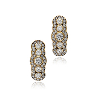 Auténticos Pendientes de Plata de Ley con Baño de Oro Estilo Otomano Vintage, con Circonita Cúbica, Forma Larga, Joyería Turca Hecha a Mano, Venta al Por Mayor, Regalo