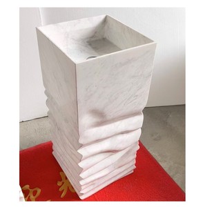 Independiente Piedra Natural Vanidades Pedestal Italia Blanco Lujo Carrara Mármol Lavabos - Product Image 1