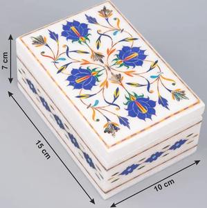 Handcrafted Marble Jewellery Chest with Brass Inlay Elegant Decorative Organiser Box for Accessories - Product Image 3