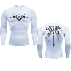 Personalizar Slim Fit mangas completas Rash Guard elegante 3D impreso venta al por mayor gimnasio camisas nuevo verano transpirable Jogging Wear - Product Image 6