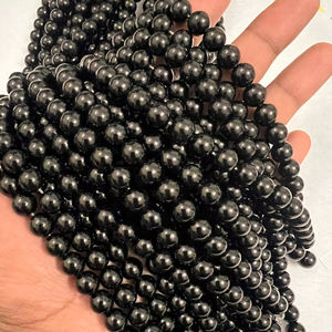 Perles en cristal noir poli de 8 mm, écologiques, en pierres précieuses naturelles rondes pour la fabrication de bijoux, bracelets, colliers, vente en gros - Product Image 1