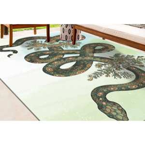 Alfombra con Estampado de Serpiente Floral - Alfombra Personalizada con Diseño de Animales, Alfombra Delgada No Tejida - Product Image 3