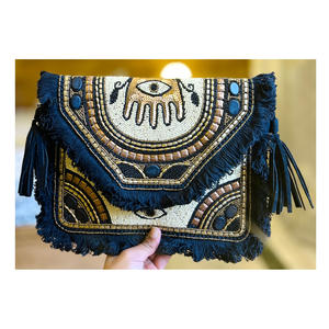 Sac messager en toile pour femme, design bohème indien, fait à la main, élégant, pochette à bandoulière pour les soirées, les courses, les fêtes, vente en gros - Product Image 3