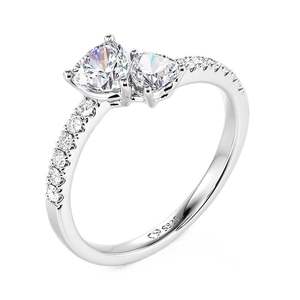 Bague de promesse personnalisée Jeulia à double cœur avec diamant pierre de naissance - Product Image 2
