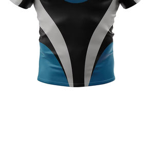 Kit d'uniforme de rugby en polyester pour hommes, sur mesure, en gros, sublimation - Maillot noir ajusté avec passepoil vert fluo - Product Image 4