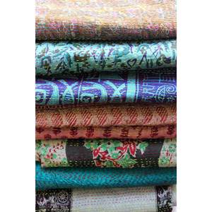 Vintage Kantha Silk <b>Scarf</b> Reversible 100% Silk Sari Saree Wrap Hand Drawn Designer Pattern Long Indian <b>Dupatta</b> Wholesale Supply - Product Image 3