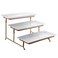 Exhibidor de Metal de 3 Niveles con Acabado Dorado, Organizador de Utensilios de Cocina para Mesa, Soporte para Buffet, para Uso en Restaurantes