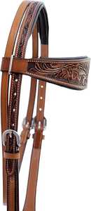 Têtière de cheval western haut de gamme en cuir véritable, têtière équestre en cuir véritable - Product Image 2