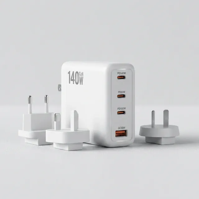 Fast 140W GaN Charging Station 4 Port PD 3.1 USB C GaN Wall Charger 30W USB A PD Laptop Charger Adapter Compatible with iPhone