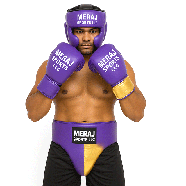 Power Punch Adult Custom Leather Boxing Gear Set Gloves Headgear Head Guard Groin