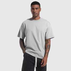 T-shirt décontracté à manches courtes pour homme, gris chiné clair, coupe ample oversize, col rond, basique et uni - Product Image 5