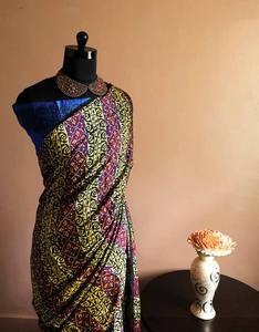 Sari de seda Dupion Georgette pesado recién lanzado con trabajo de secuencia y blusa de fiesta de borde ropa india y paquistaní - Product Image 4