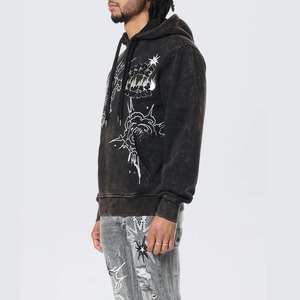 Sudaderas con Capucha de Felpa Francesa Gruesa de Alta Calidad 100%, Diseño Bordado con Pedrería Personalizado para Hombre, Transpirable - Product Image 3