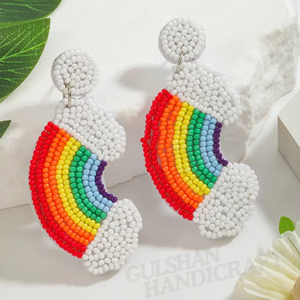 Pendientes hechos a mano con cuentas de cristal para mujer, letras deportivas HOP con acentos de diamantes de imitación y abalorios con huella de conejo, gota colgante - Product Image 5