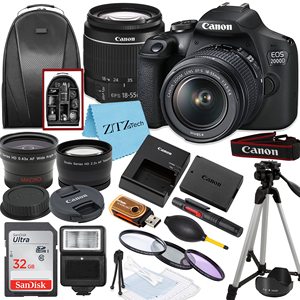 Appareil photo reflex numérique avec objectif 18-55 mm, carte mémoire 32 Go, trépied, étui, objectif grand angle, kit d'accessoires pour appareil photo numérique - Product Image 1
