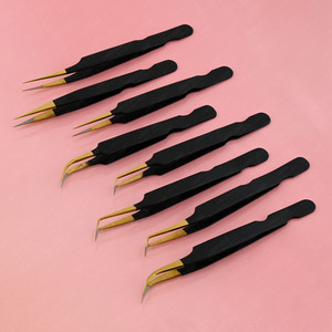 Pince à épiler de volume russe à 90 degrés avec logo personnalisé pince à cils en acier inoxydable avec pointe en fibre pince à épiler d'extension de cils d'isolation - Product Image 3