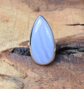 Bleu Dentelle Agate Femmes Mode Déclaration Bagues De Fiançailles En Argent Sterling 925 Plaqué Rhodium À La Main Bijoux À La Mode - Product Image 4