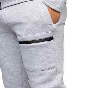 Conjunto de chándal sólido con capucha y cremallera y logotipo personalizado para hombre chándal de forro polar transpirable ligero y respetuoso con el medio ambiente de alta calidad - Product Image 5