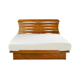 Lit en teck classique King-Size Ensemble de planches en bois massif Design moderne européen chinois Durable Confortable Chambre Hôtel - Product Image 2