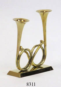 Cuerno de caza de un solo tono de latón hecho a mano decorativo con cinta elegante Cuerno de corneta decorativo chapado en oro al por mayor - Product Image 6