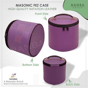 Étui de luxe pour fez maçonnique, boîte de rangement et d'exposition en similicuir |   Étuis pour casquettes des francs-maçons, violet - Product Image 4