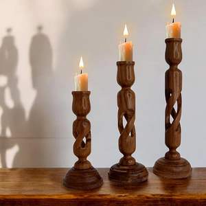 Handcrafted Natural Wood Candle Holder Smooth Rounded <b>Edges</b> Customized Designs for Home <b>Decoration</b> Christmas Party Occasions - Product Image 1